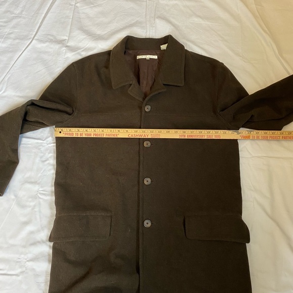Perry Elllis Mens Wool Button Front Car Coat Overcoat Vintage Dark Academia MD - Picture 7 of 17